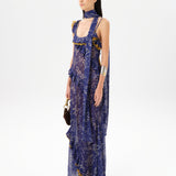 MONICA - Ruffled mesh maxi dress