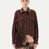 MONINA - Striped long sleeve shirt woth studs