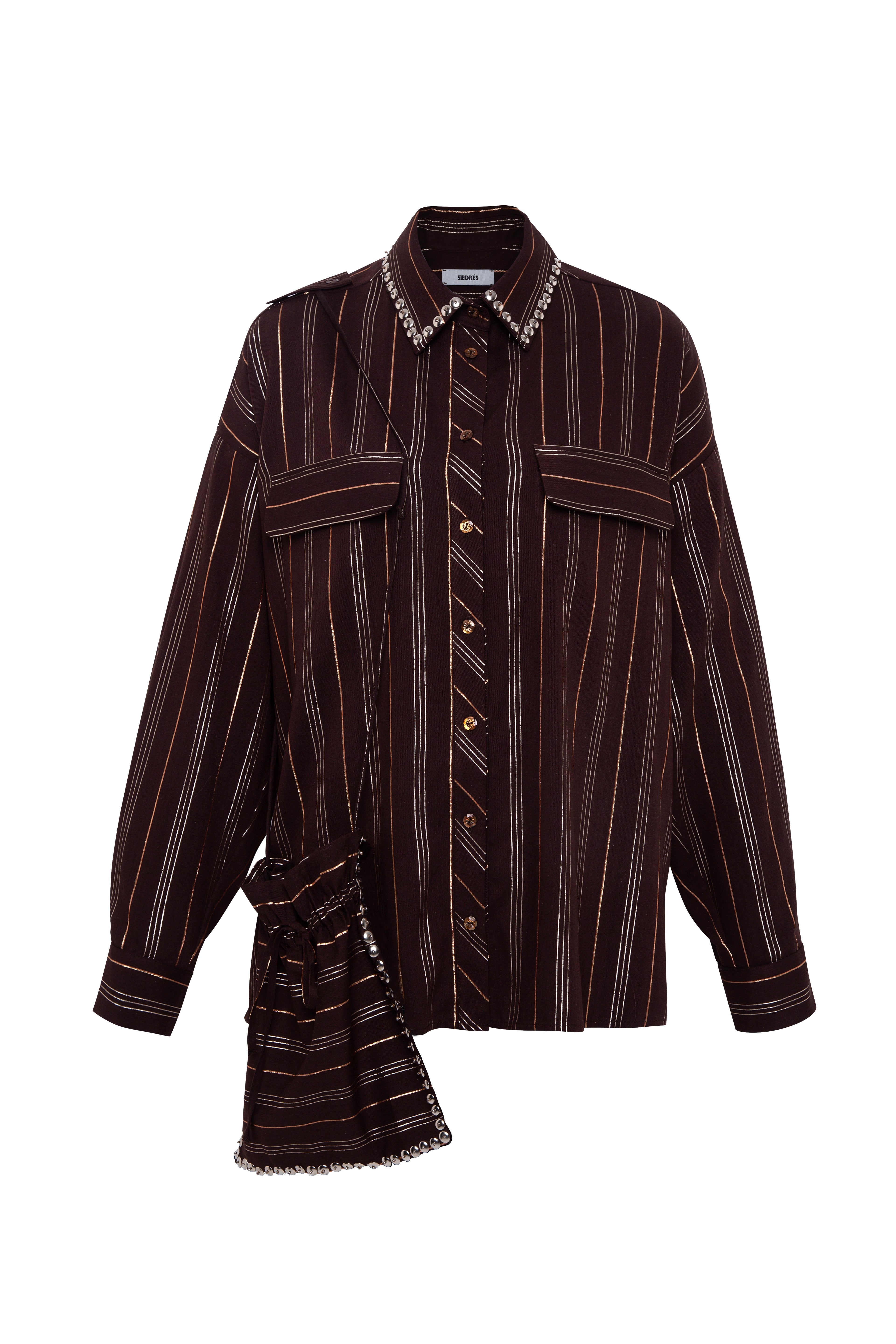 MONINA - Striped long sleeve shirt with studs