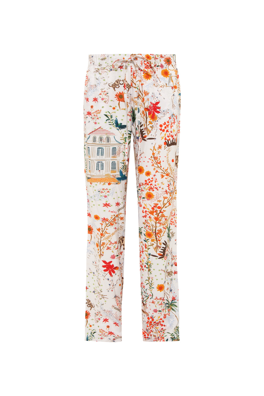 NEDI - Maison print straight-leg drawstring pants