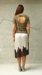 NELL - Satin lace trimmed midi skirt