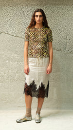 NELL - Satin lace trimmed midi skirt