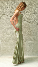 NENSI - Gold studded jersey slip maxi dress