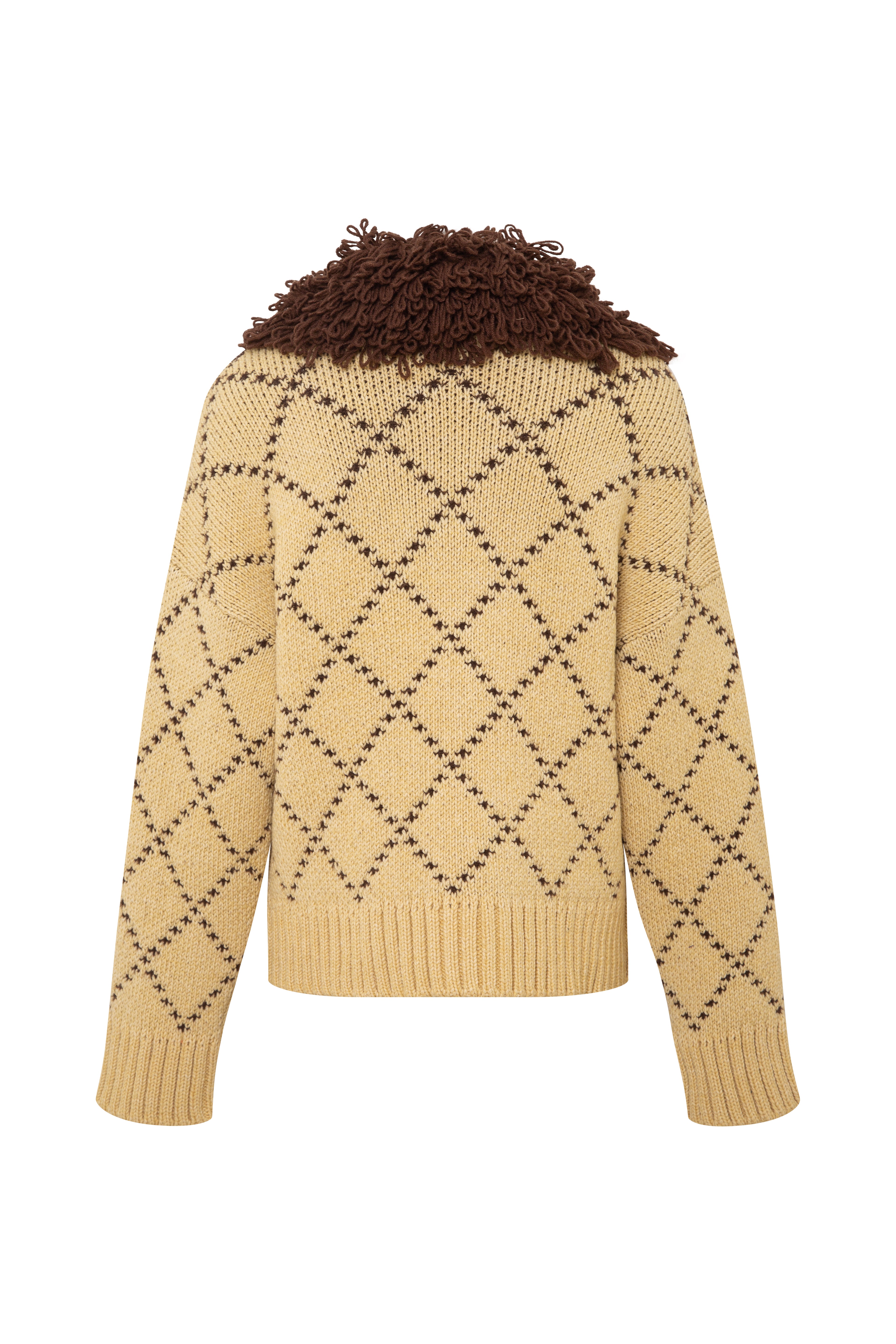 OLLIE - Oversized chunky knit cardigan with textured yarn collar