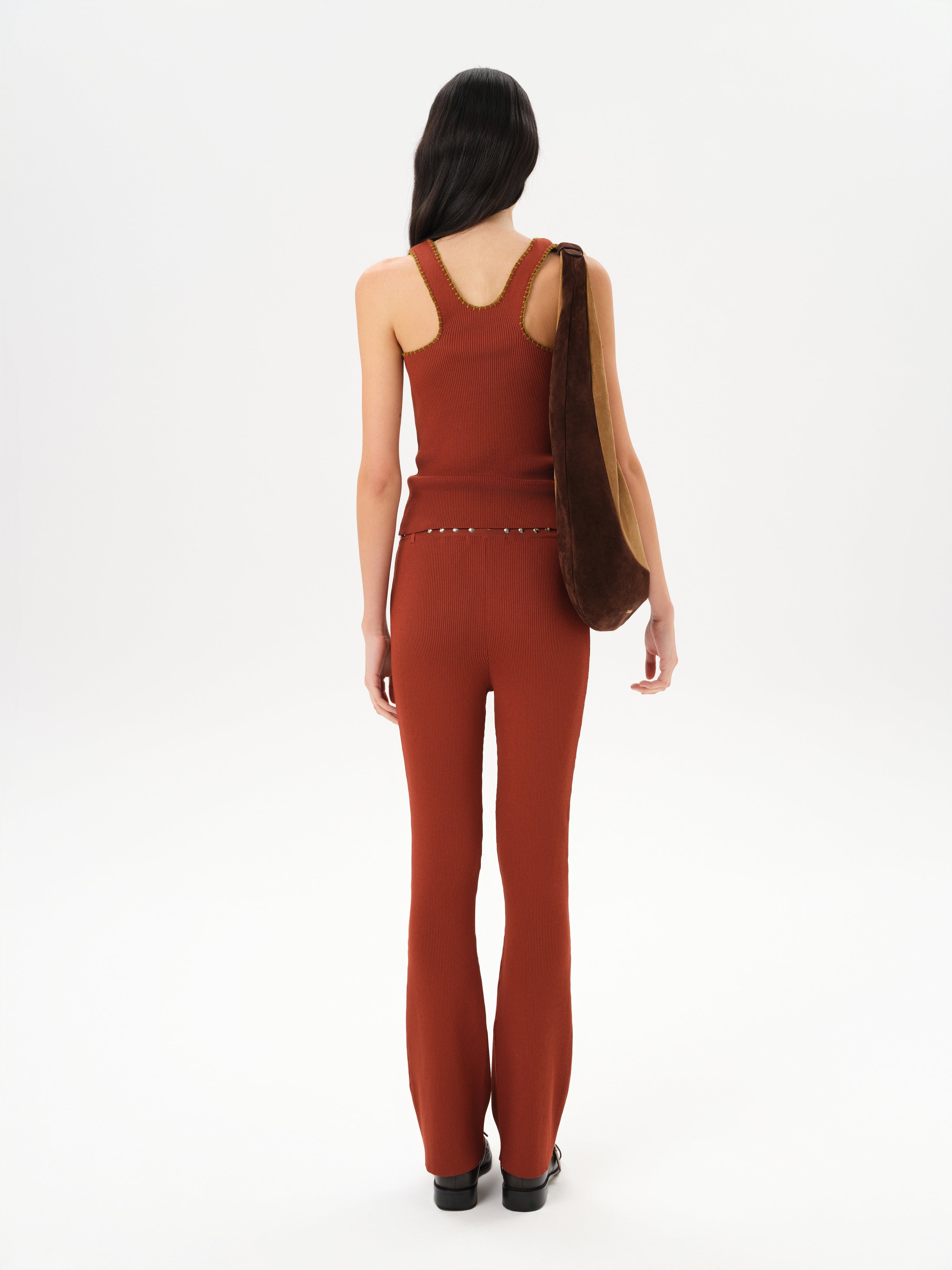 PIANZA - Ribbed knit fitted tank top with studs