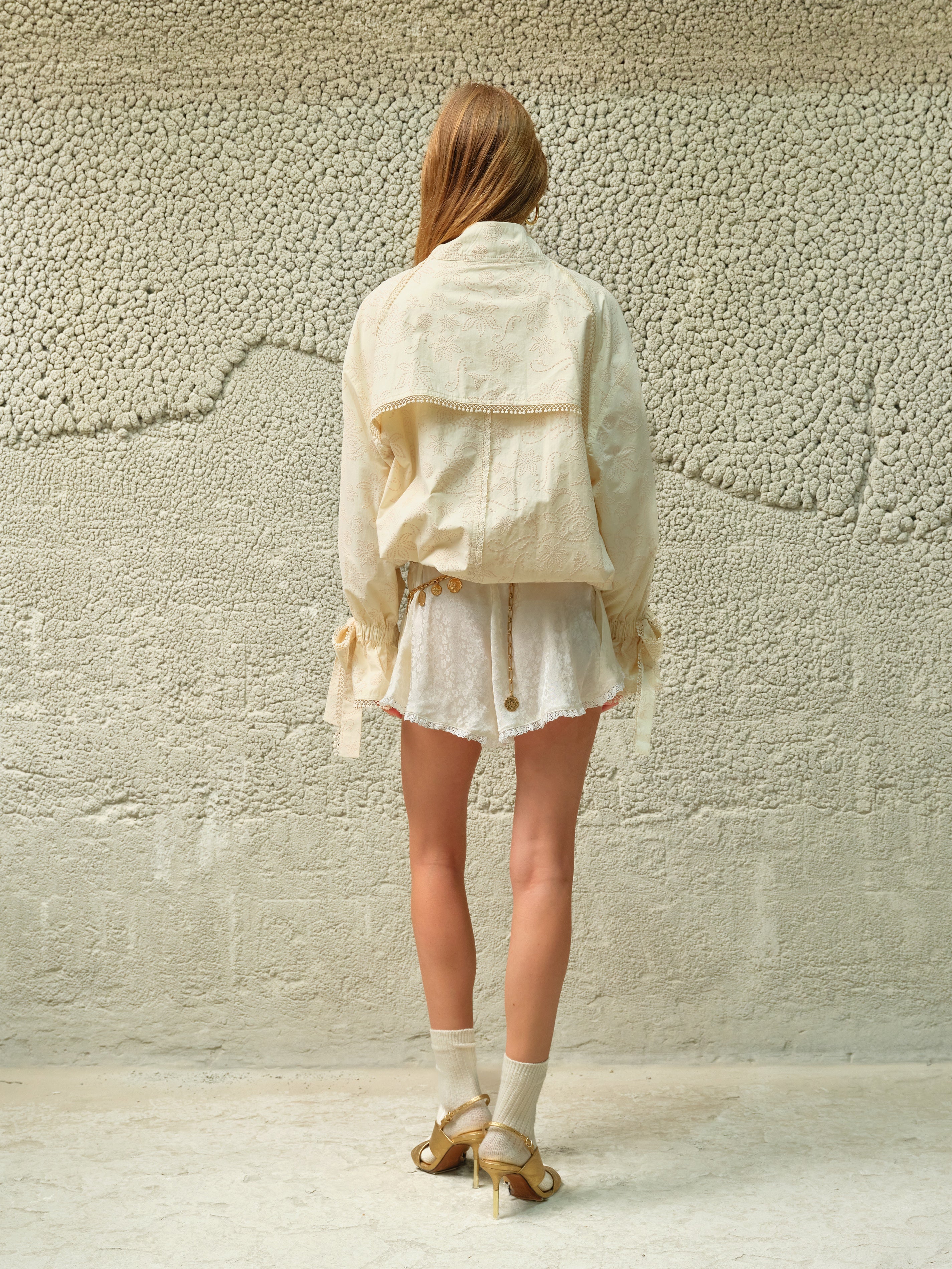 POLCA - Textured jacket with bow detailed cuffs