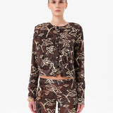 POLI - Velvet cardigan with floral print