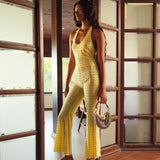 PRESLEY - Studded halter-style jumpsuit in soft strech jersey