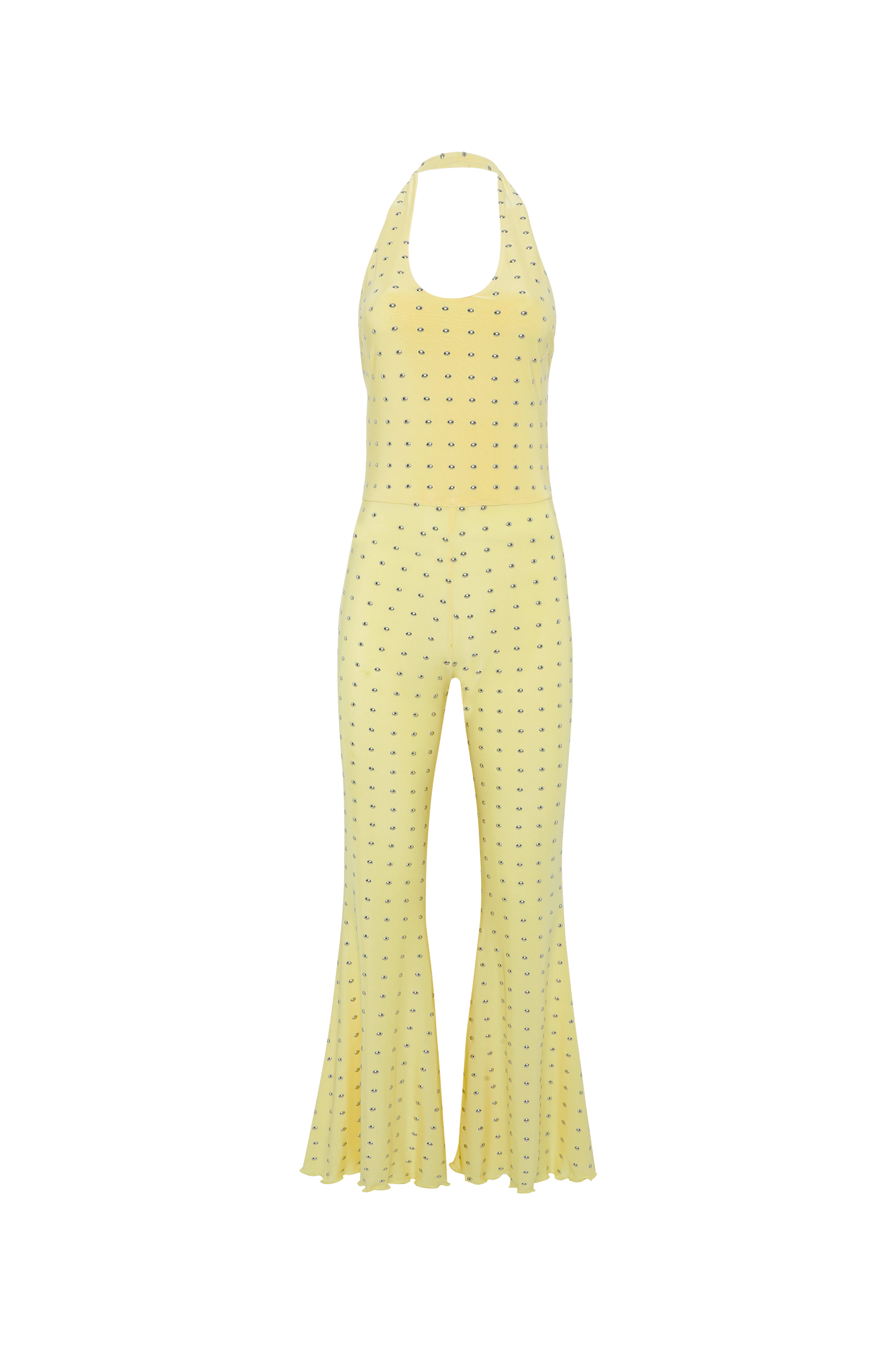 PRESLEY - Studded halter-style jumpsuit in soft strech jersey