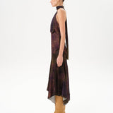 RAYE - Printed halter neck midi satin dress
