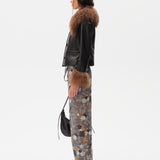 RONCH - Shearling-collar leather jacket