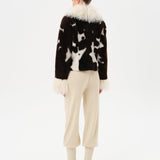 RONCH - Cropped animal print shearling jacket