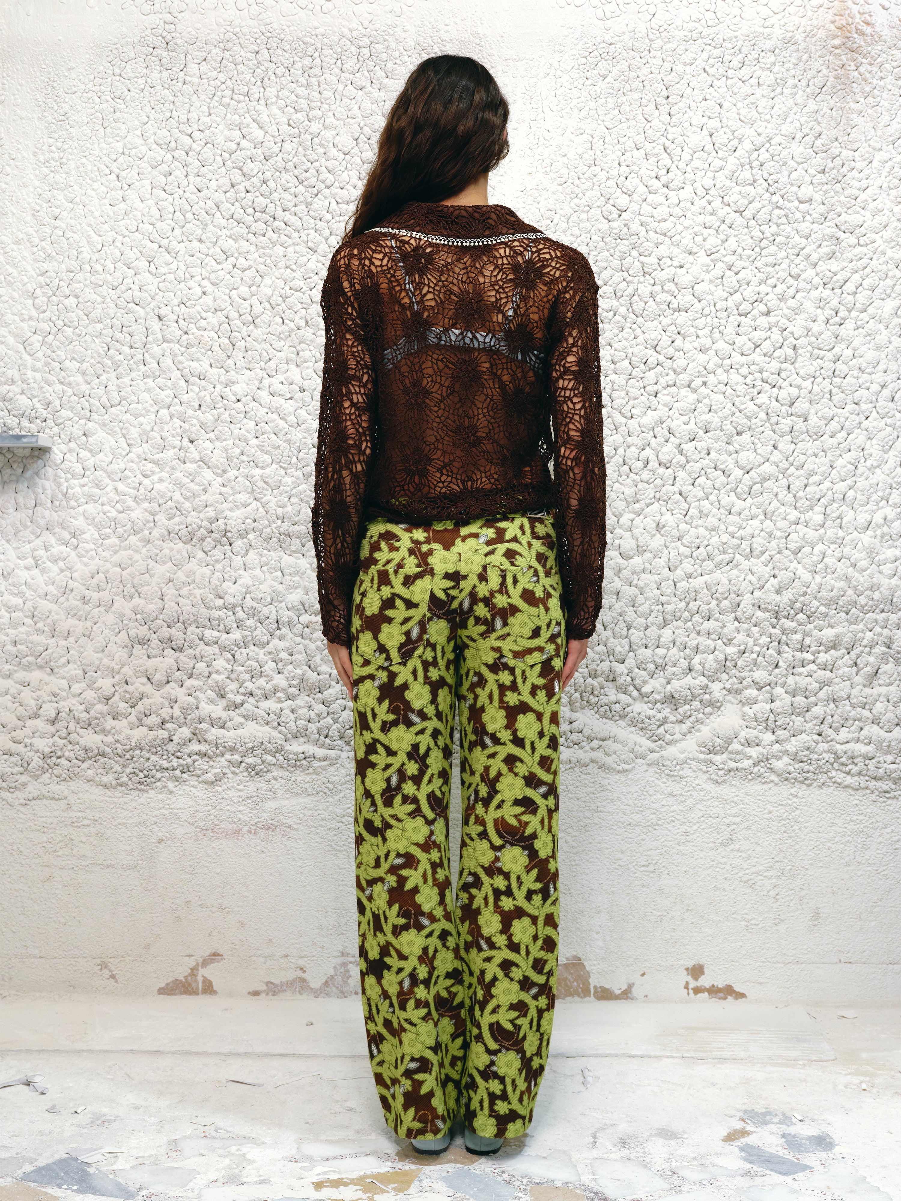 ROUX - Floral printed straight-leg low-rise pants