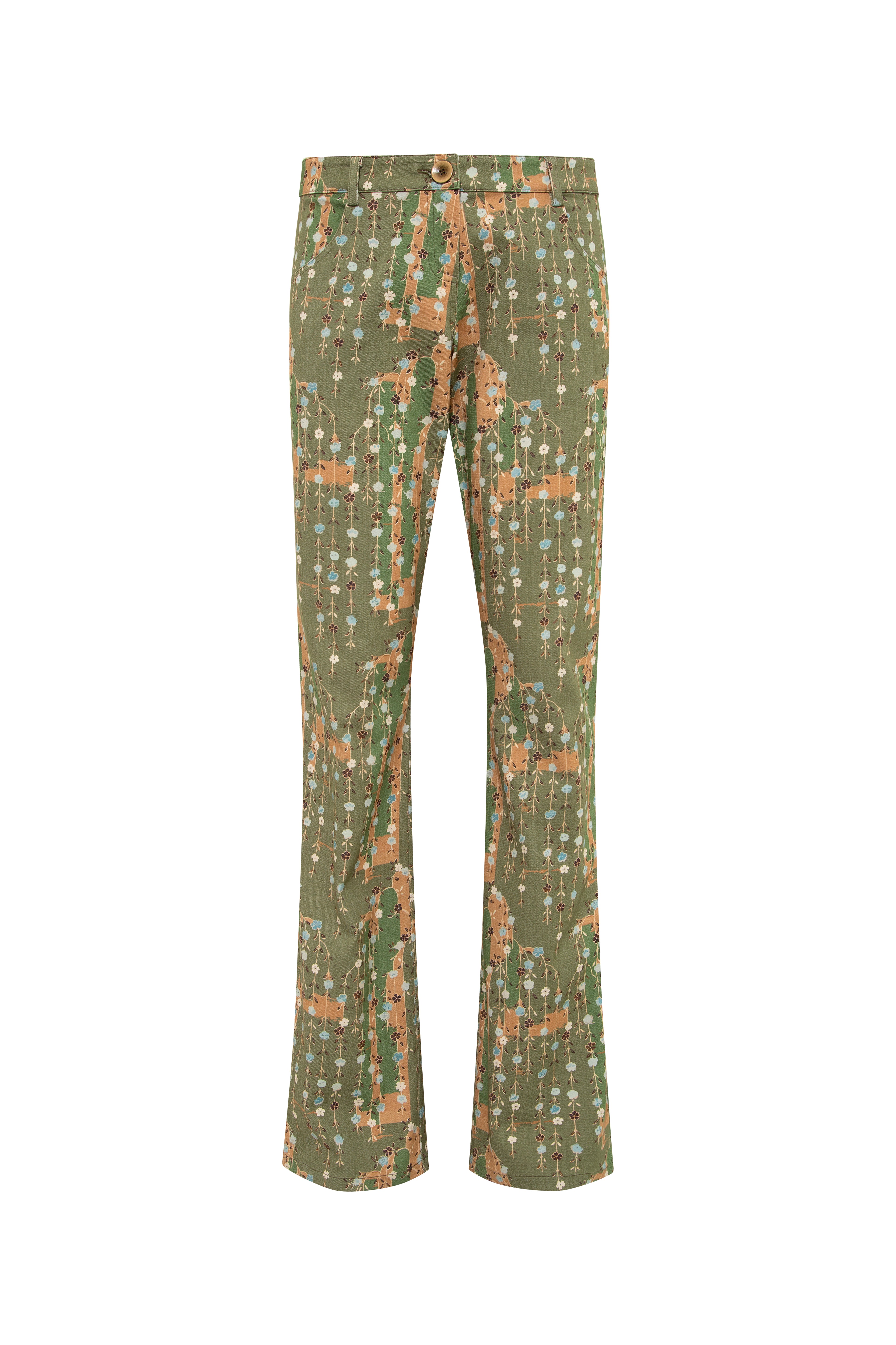 SAREL - Floral printed low-rise straight-leg pants