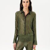 SEZANNE - Semi sheer sequin button-down
