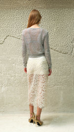SIAM - Sheer tulle flower appliqué midi skirt