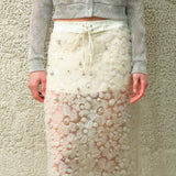 SIAM - Sheer tulle flower appliqué midi skirt