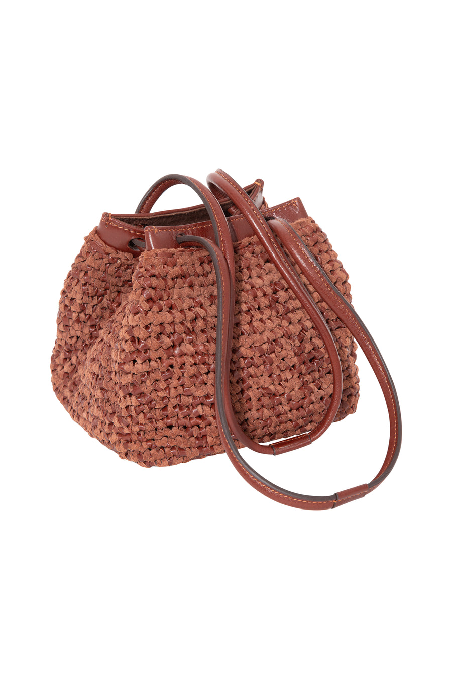 TIA - Mini woven leather shoulder bag with shoulder strap