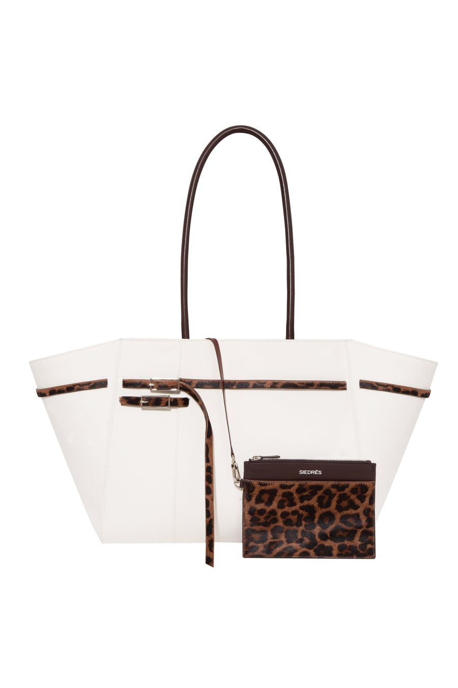 NOA - Oversized canvas tote bag with leather tube shoulder straps