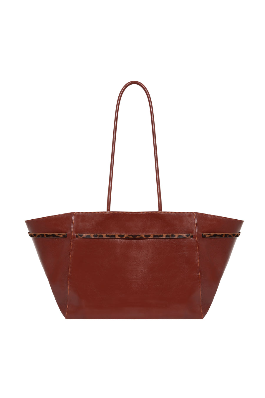 NOA - Oversized leather tote bag with leather tube shoulder strap