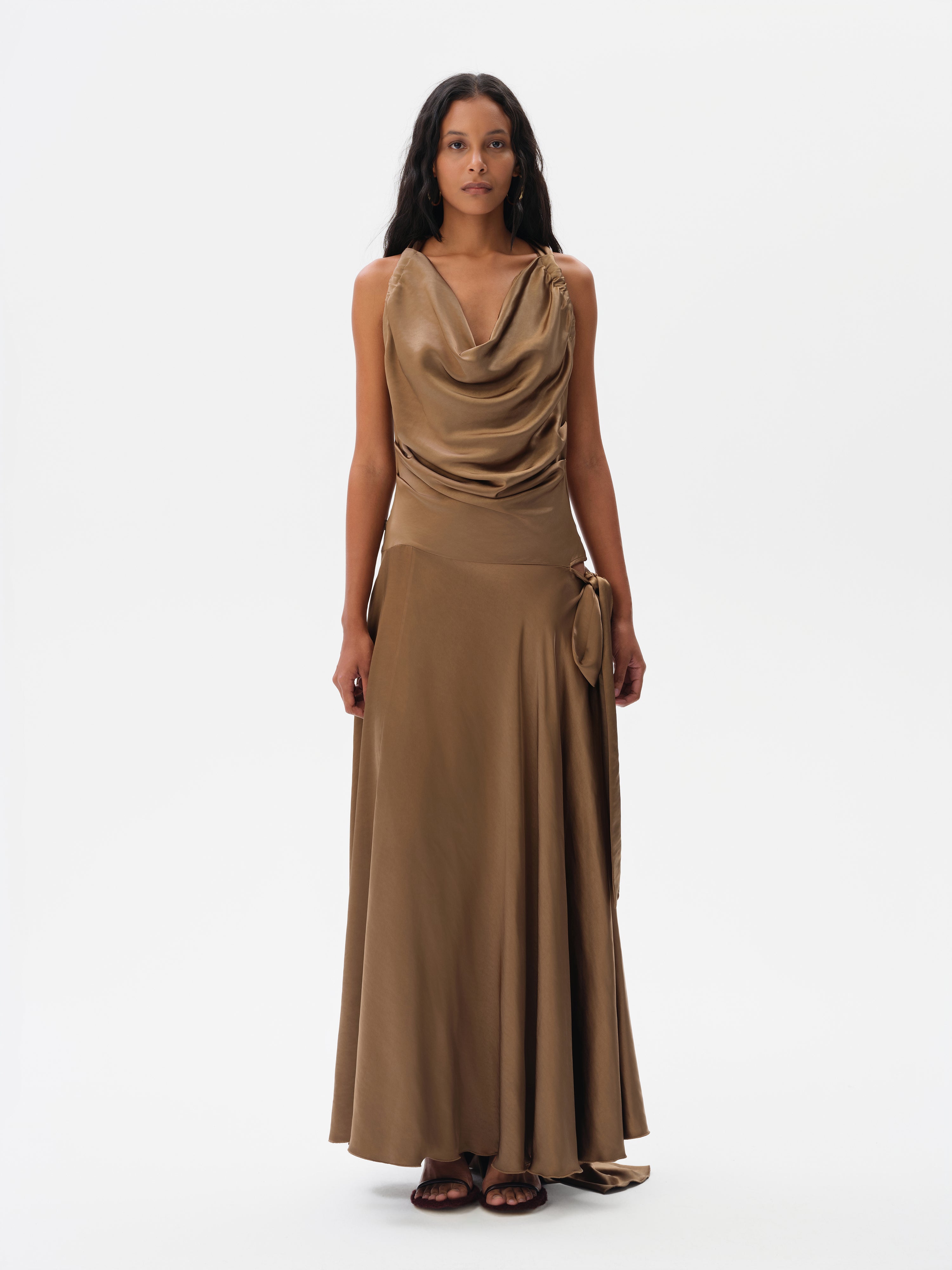 NESTA - Cut-out detailed draped maxi dress