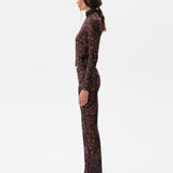 FLO - Flare velvet pants with devoré detail