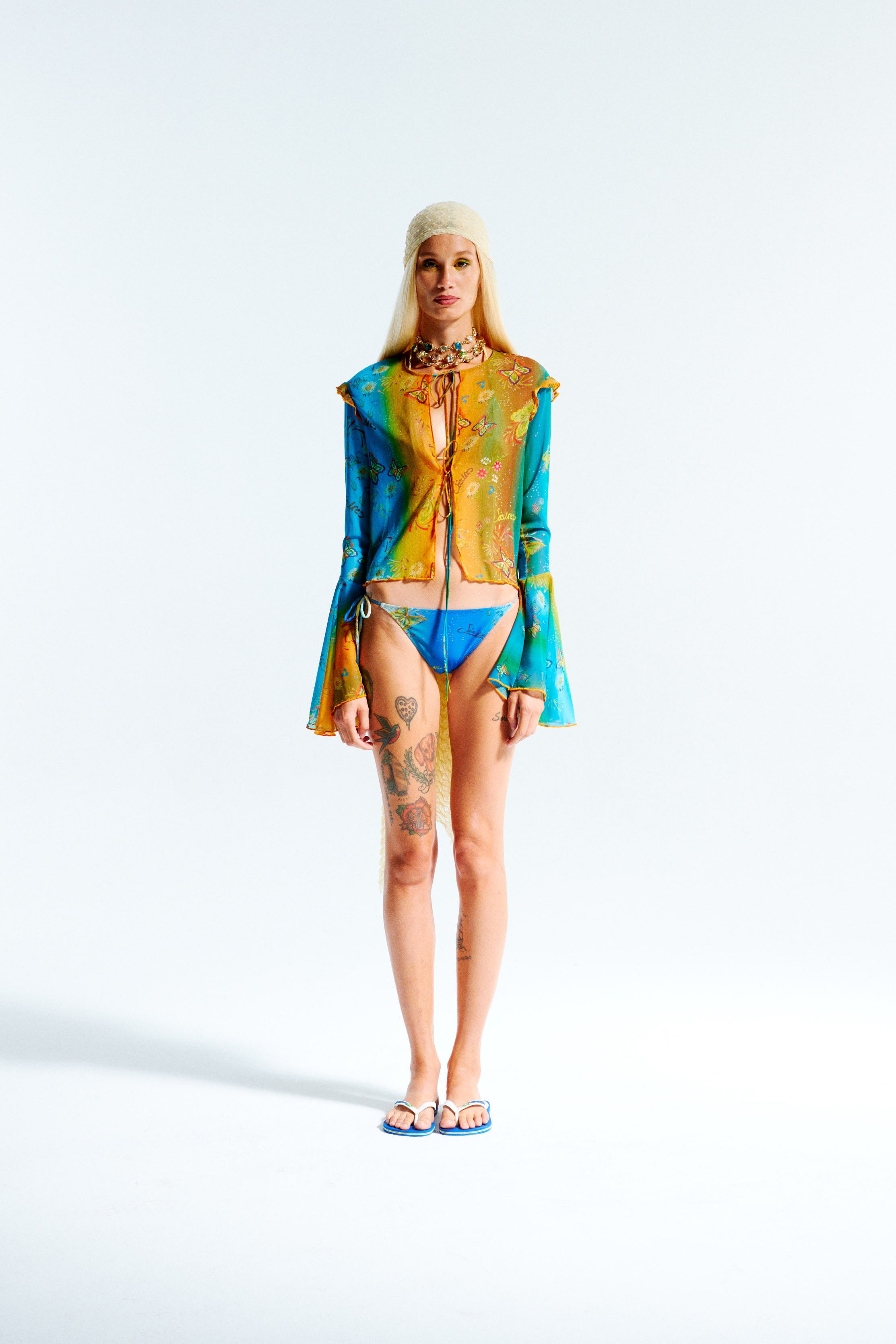 MARLEY - Printed fluted sleeve shirt