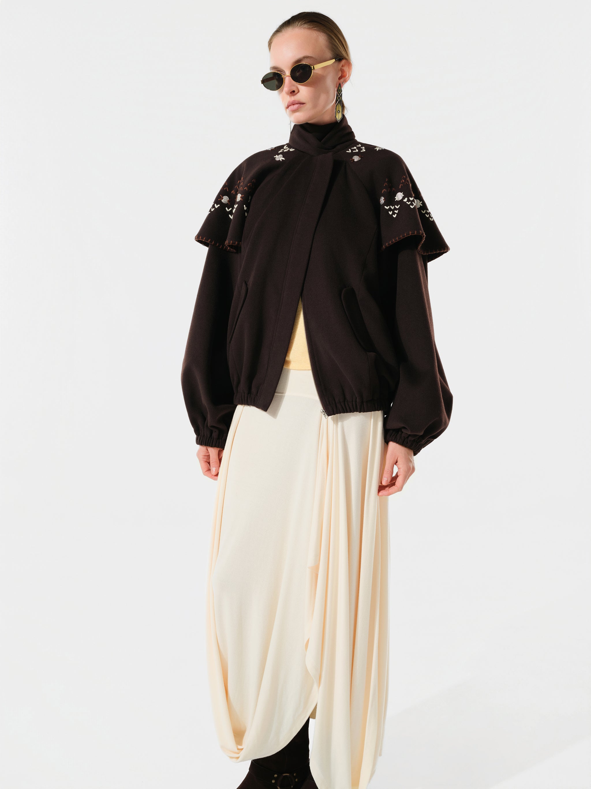 DUNE - Cape overlay embroidered jacket