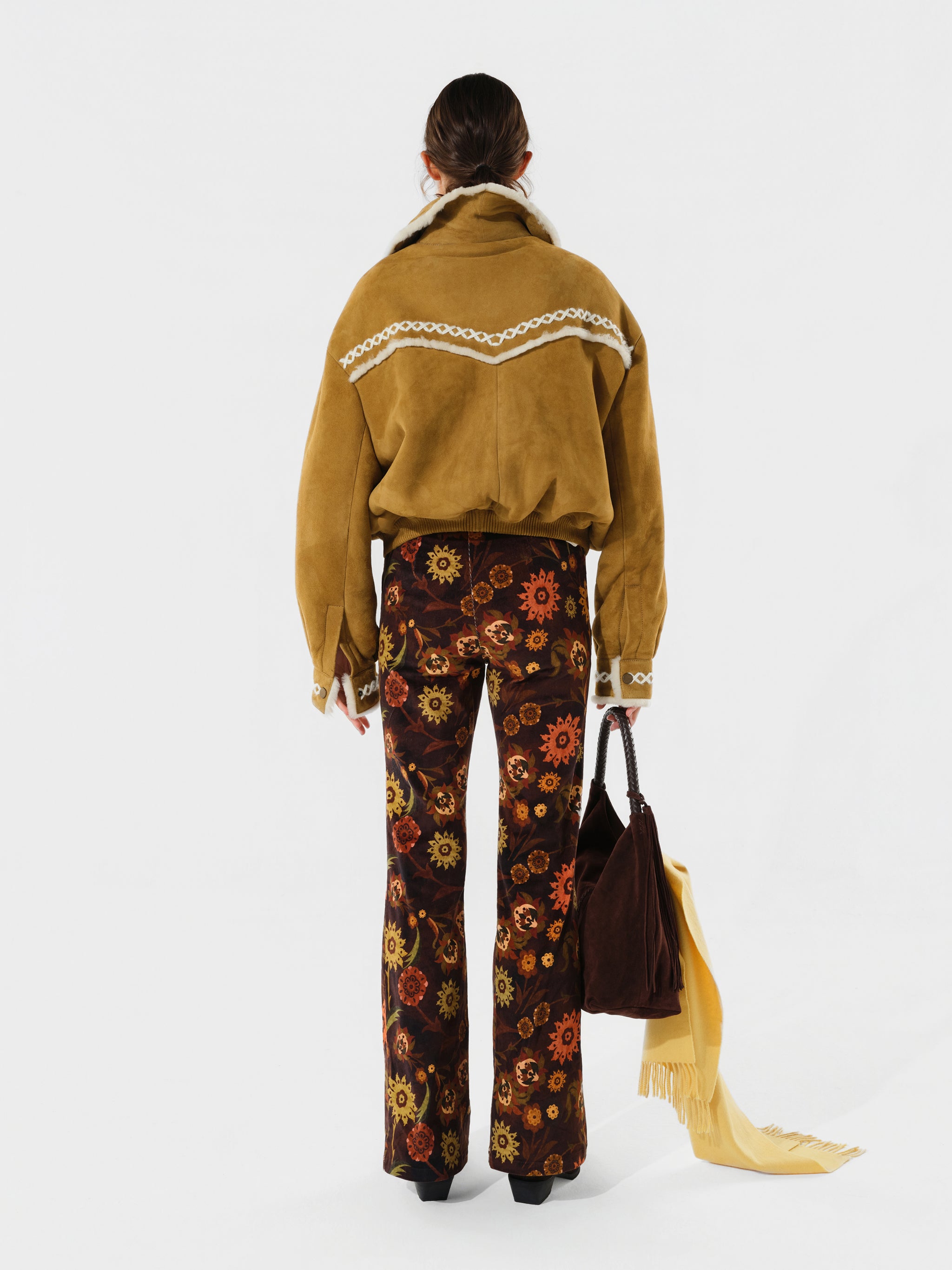 ISLA - Printed velvet flared pants