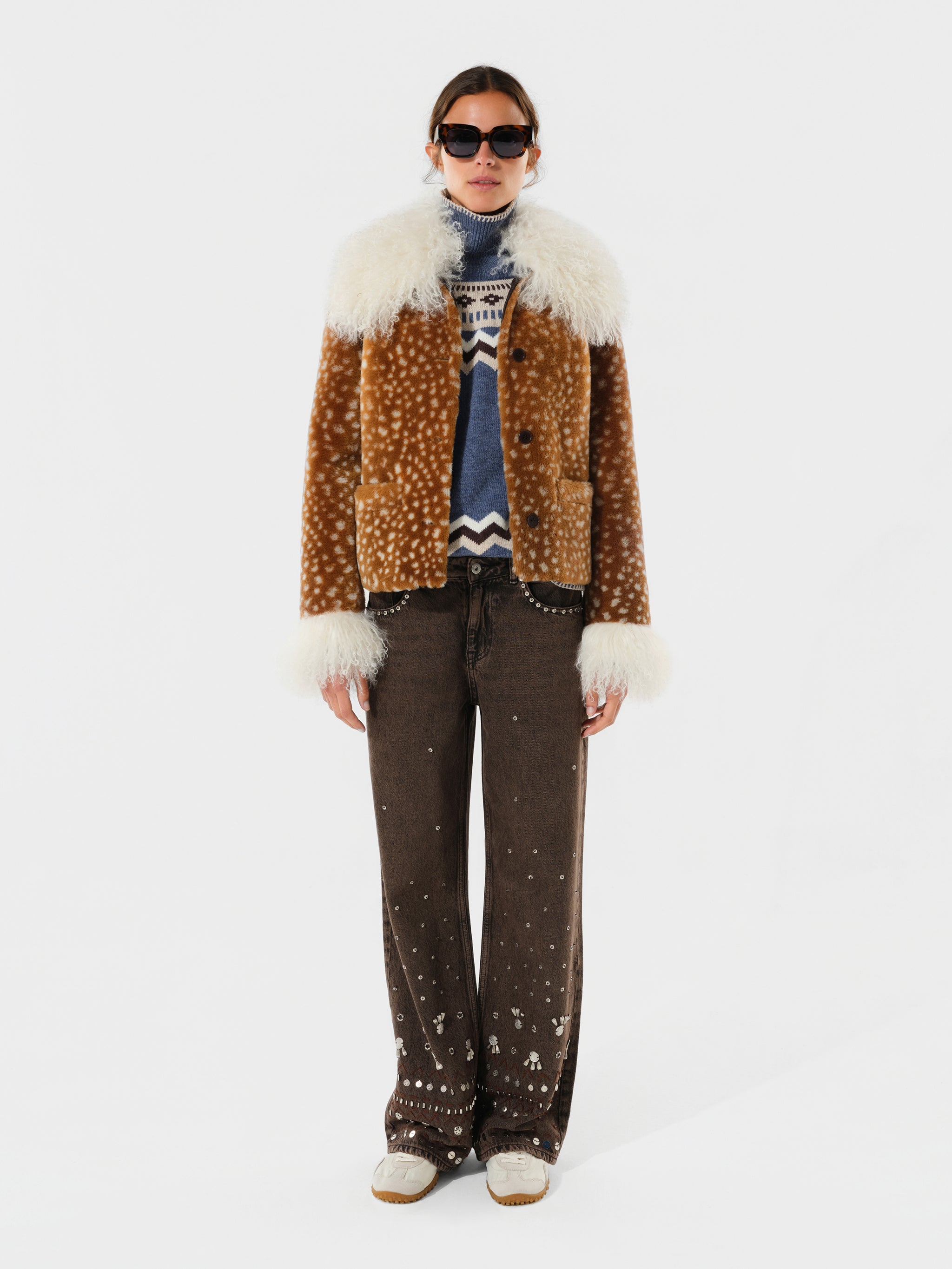 RONCH - Fur detailed printed jacket