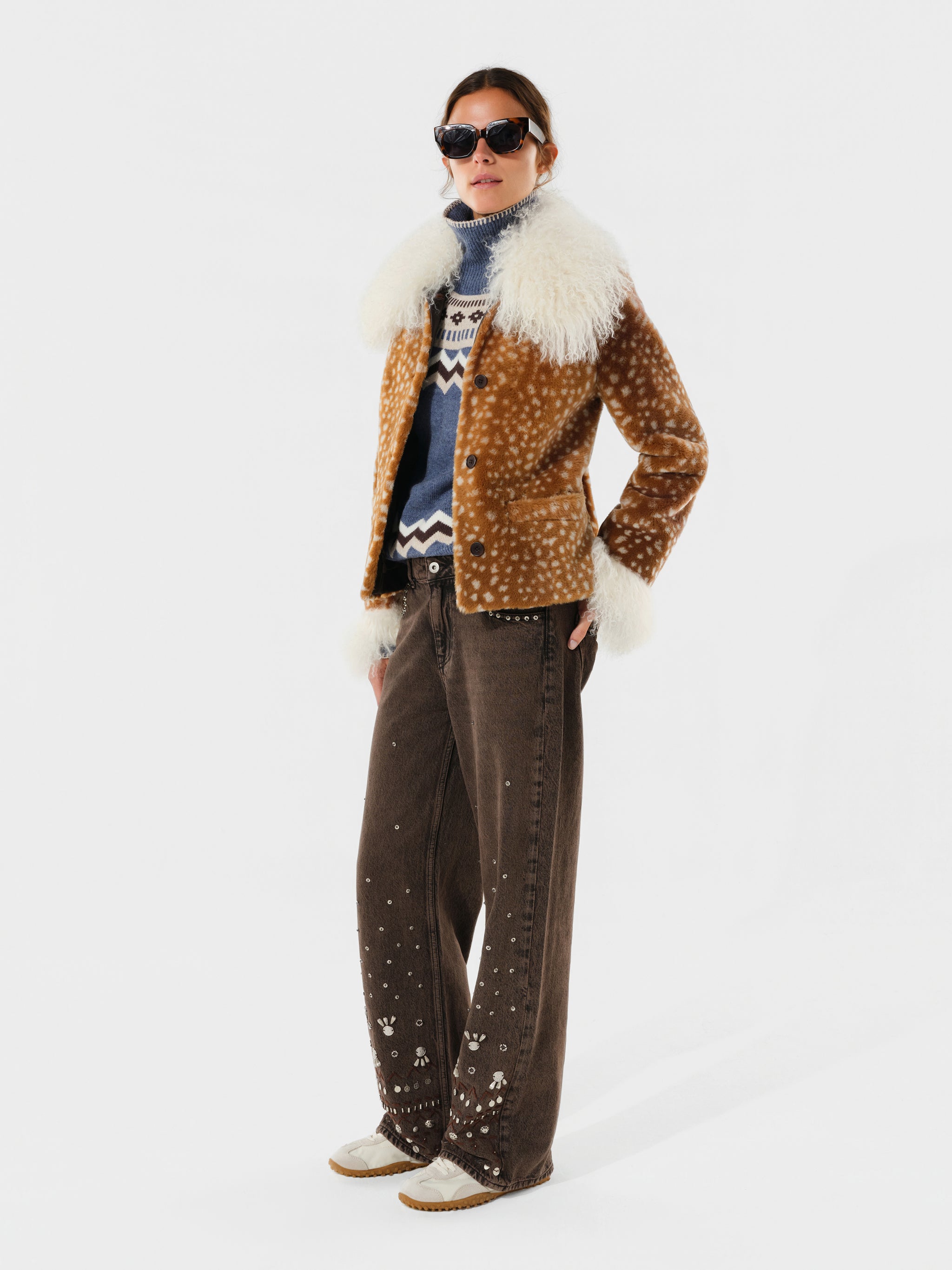 RONCH - Fur detailed printed jacket