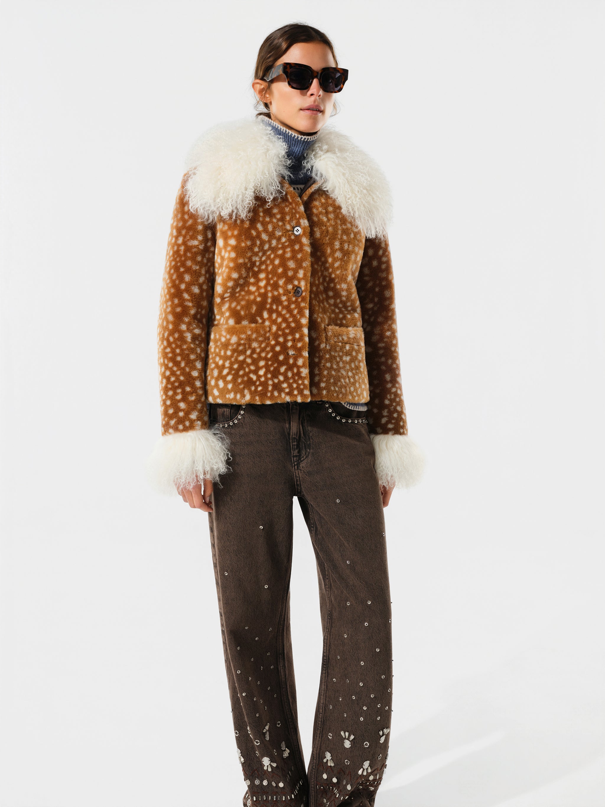 RONCH - Fur detailed printed jacket