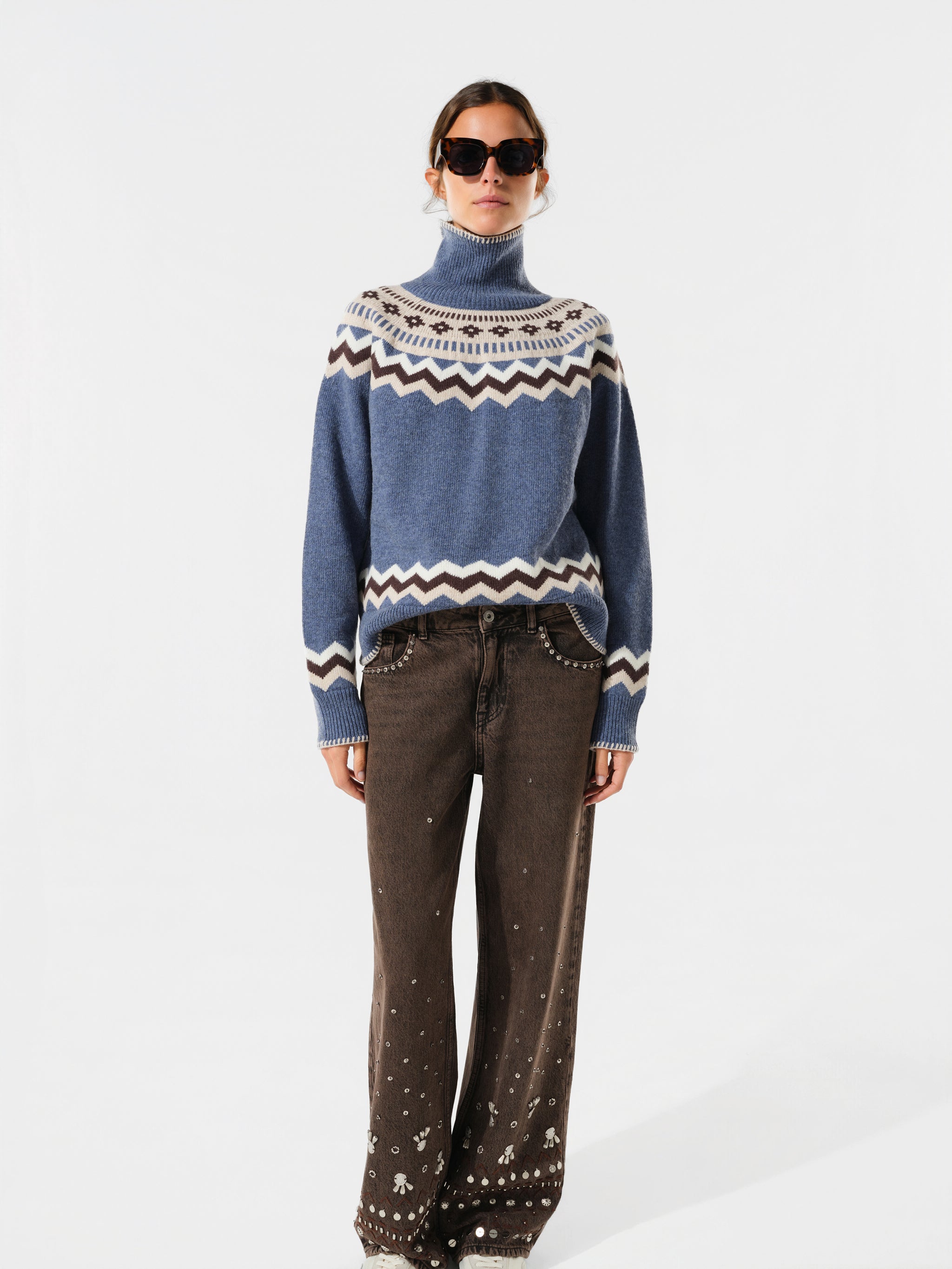 CELESTE - Nordic patterned knit sweater