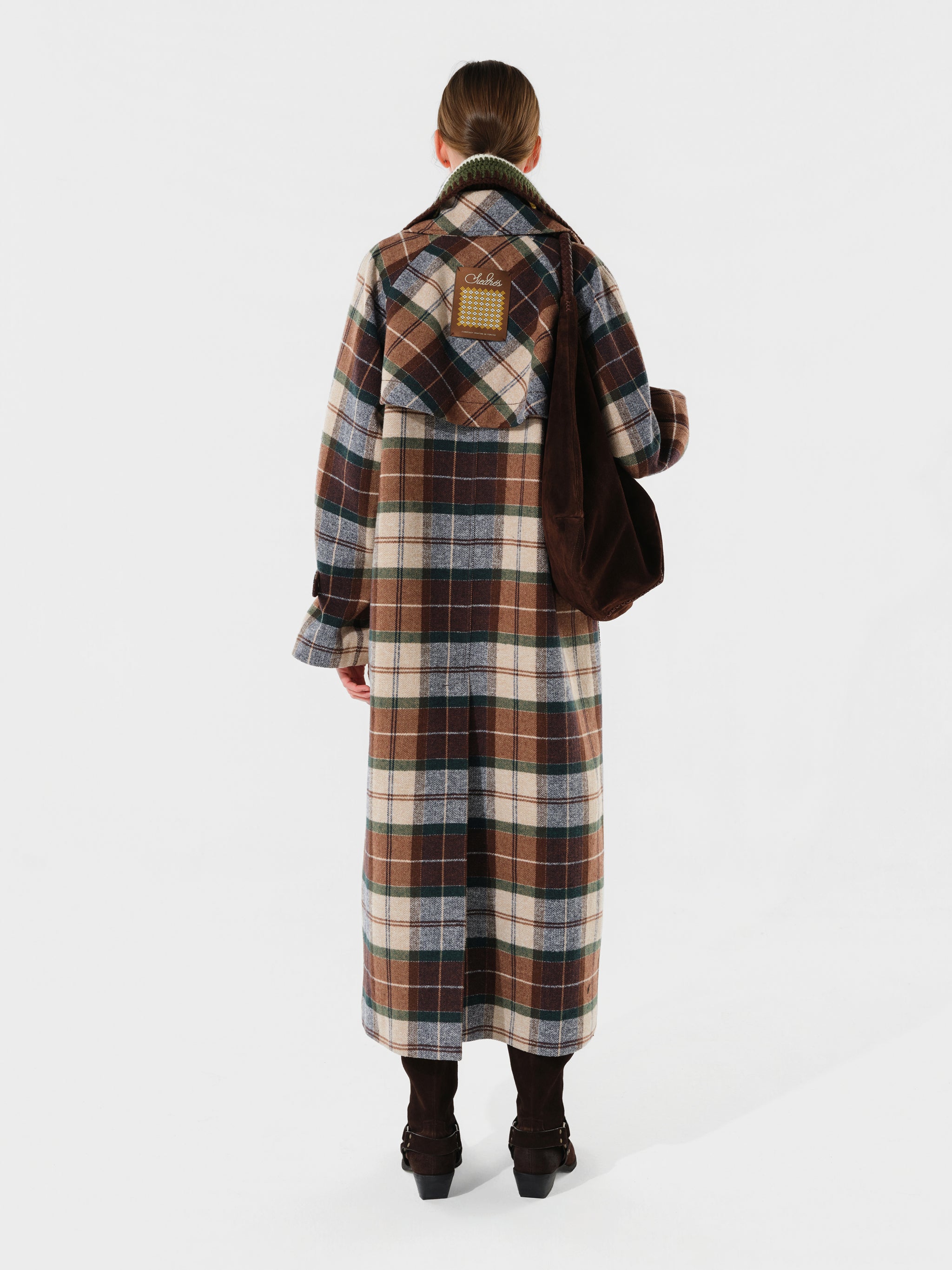 VIREN - Long oversized wool coat with crochet collar