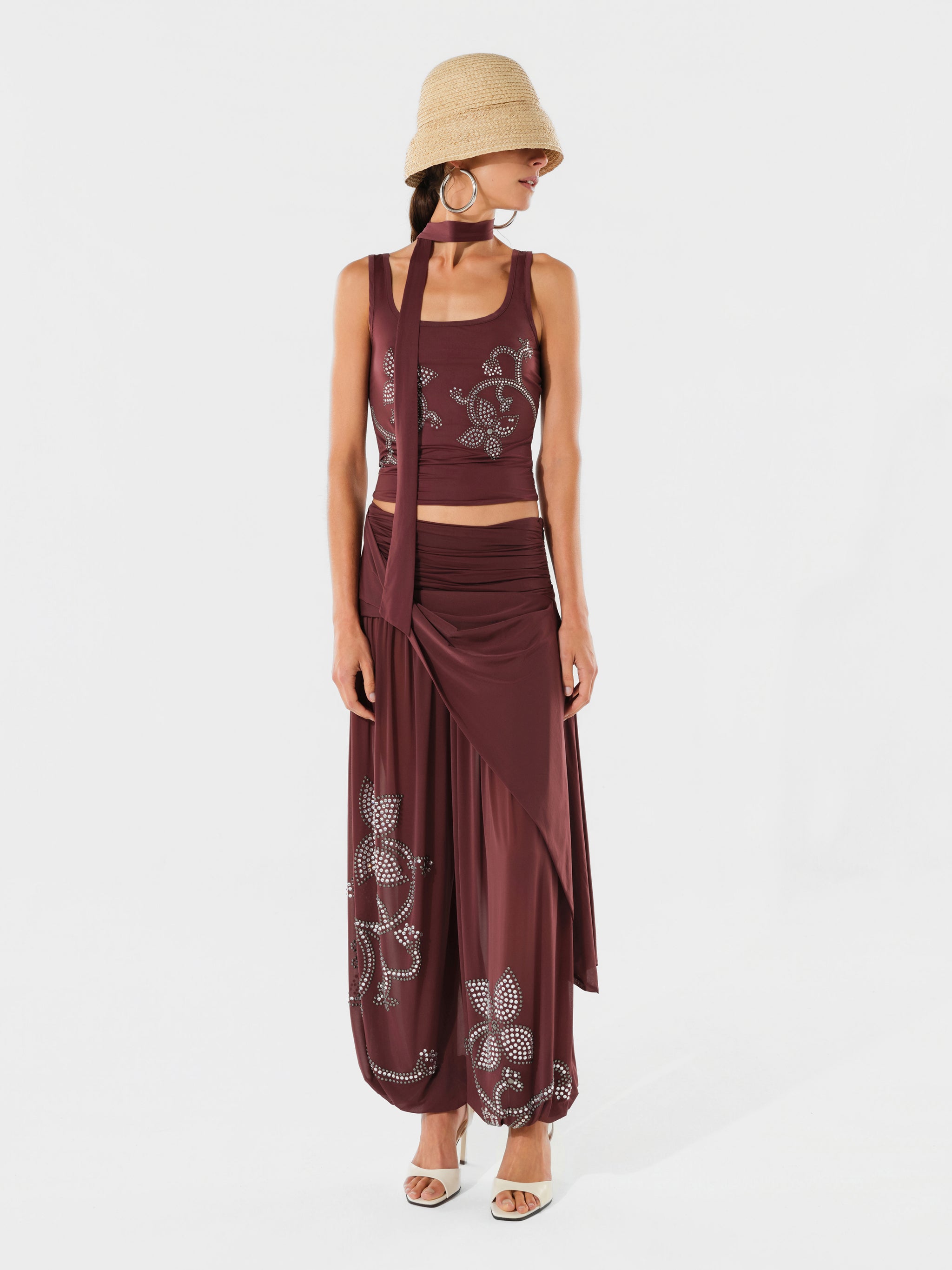 NINA - Embellished top with scarf detail