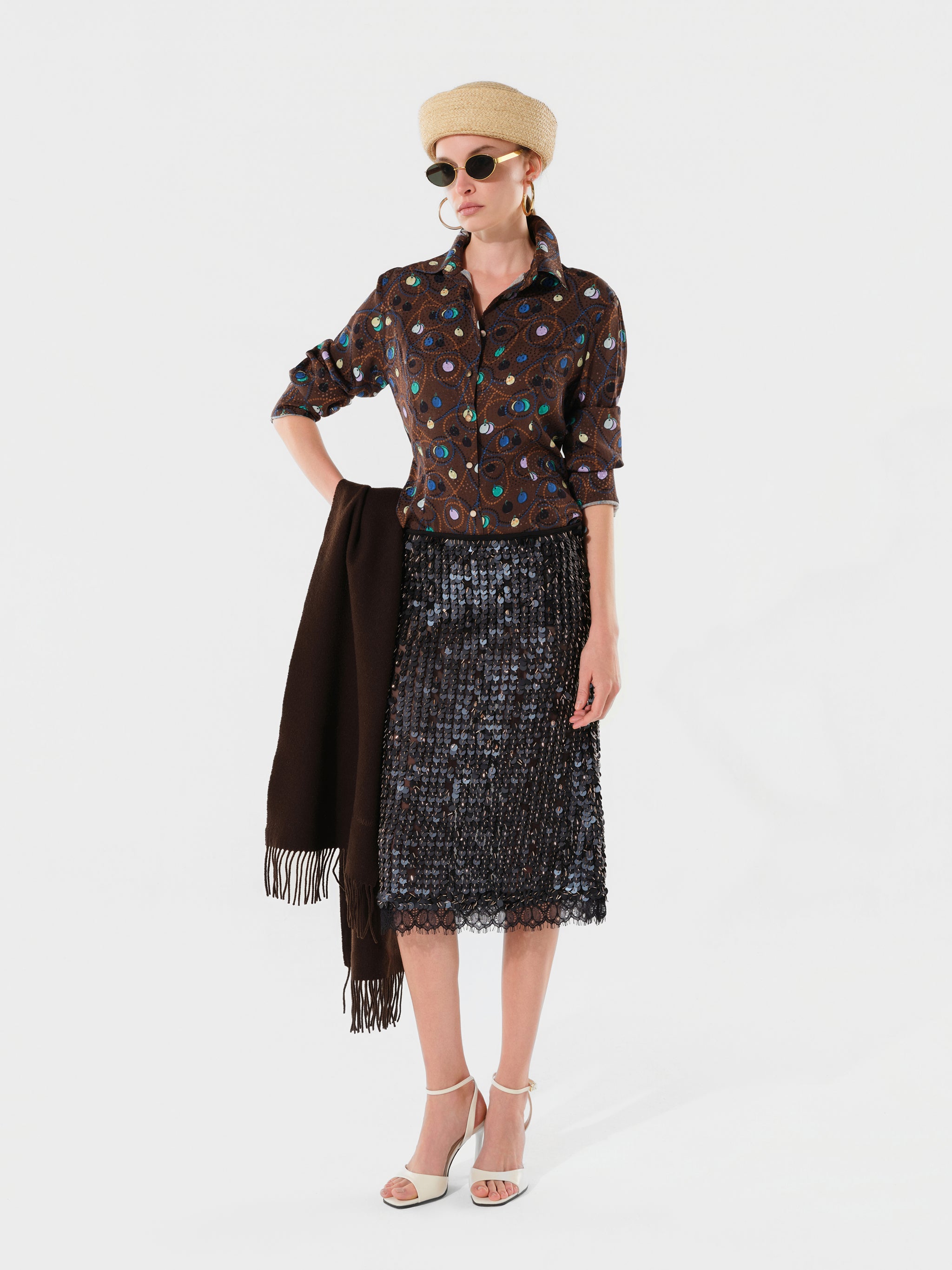 HELENE - Sequin embellished midi skirt