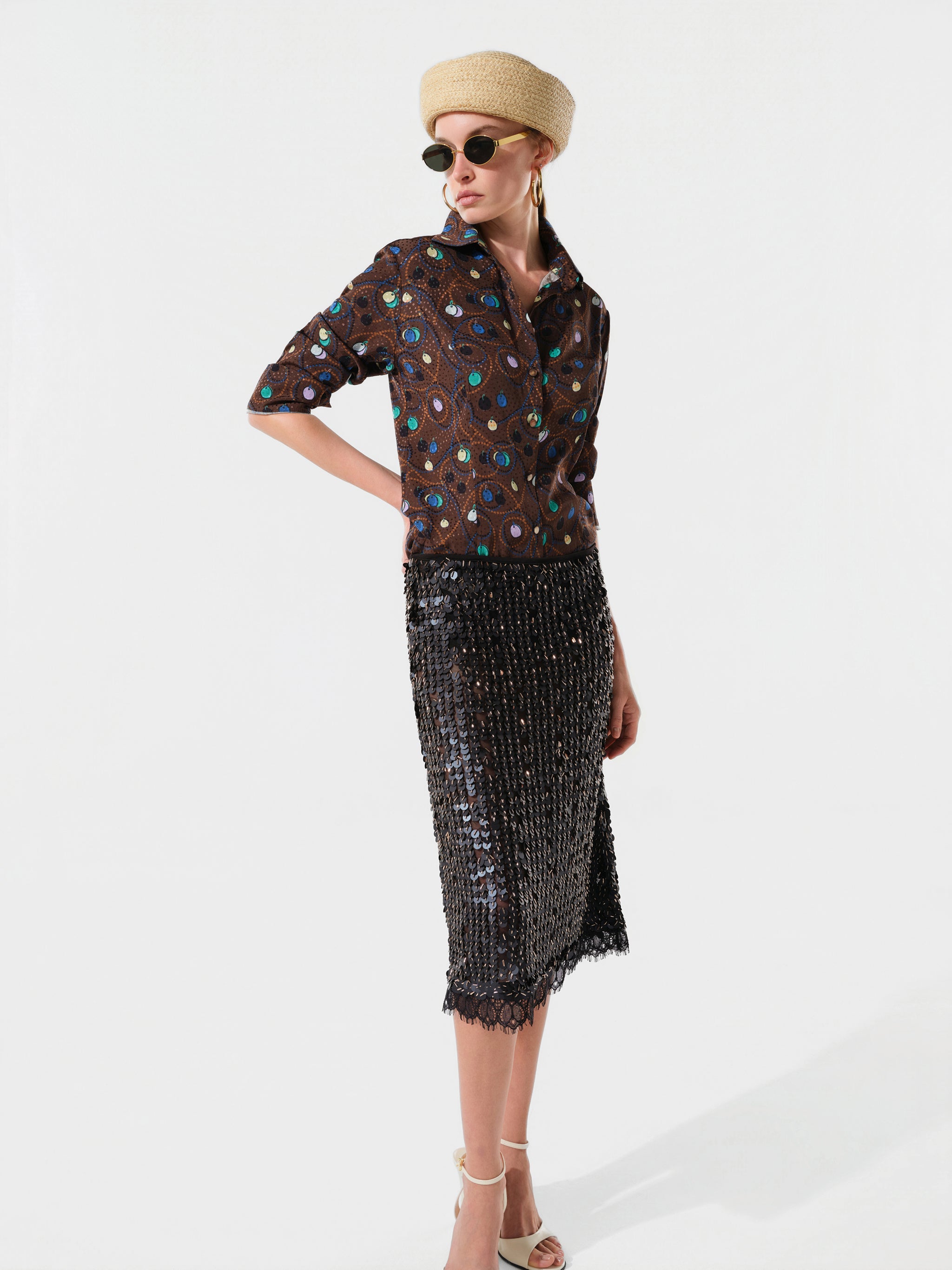 HELENE - Sequin embellished midi skirt