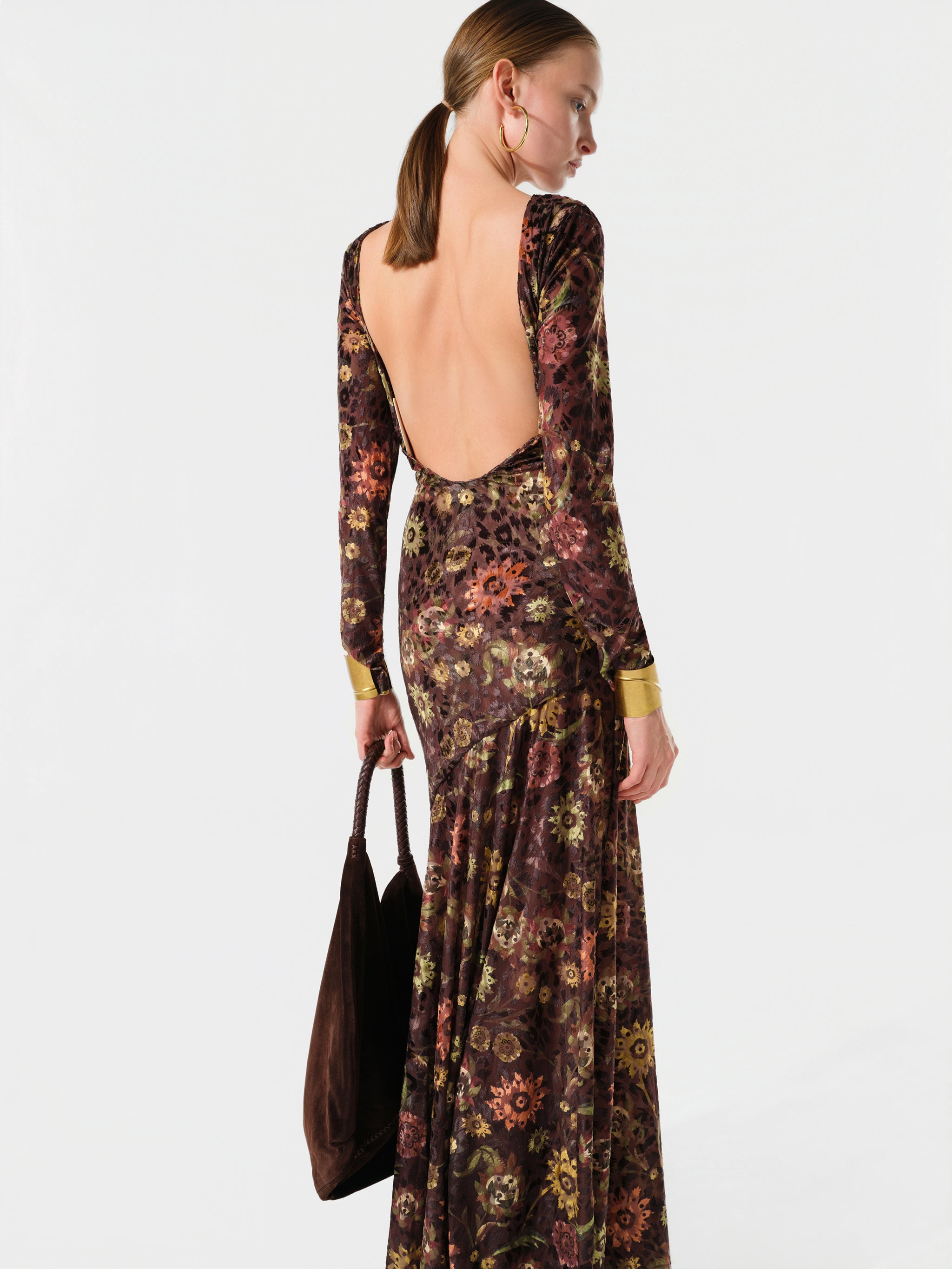 ALIN - Velvet devoré open back maxi dress