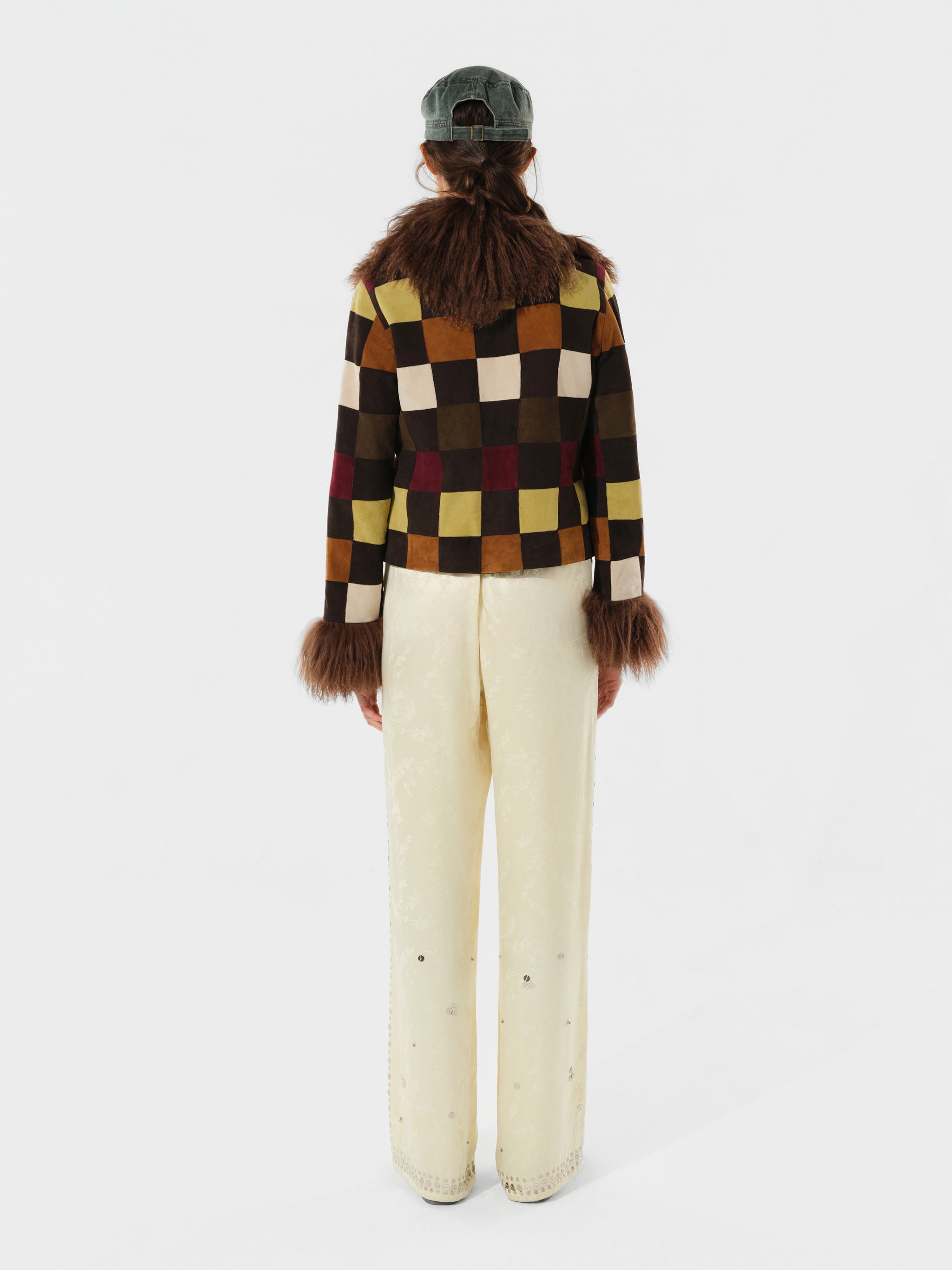 BRITY - Satin pants with metal stud detailing
