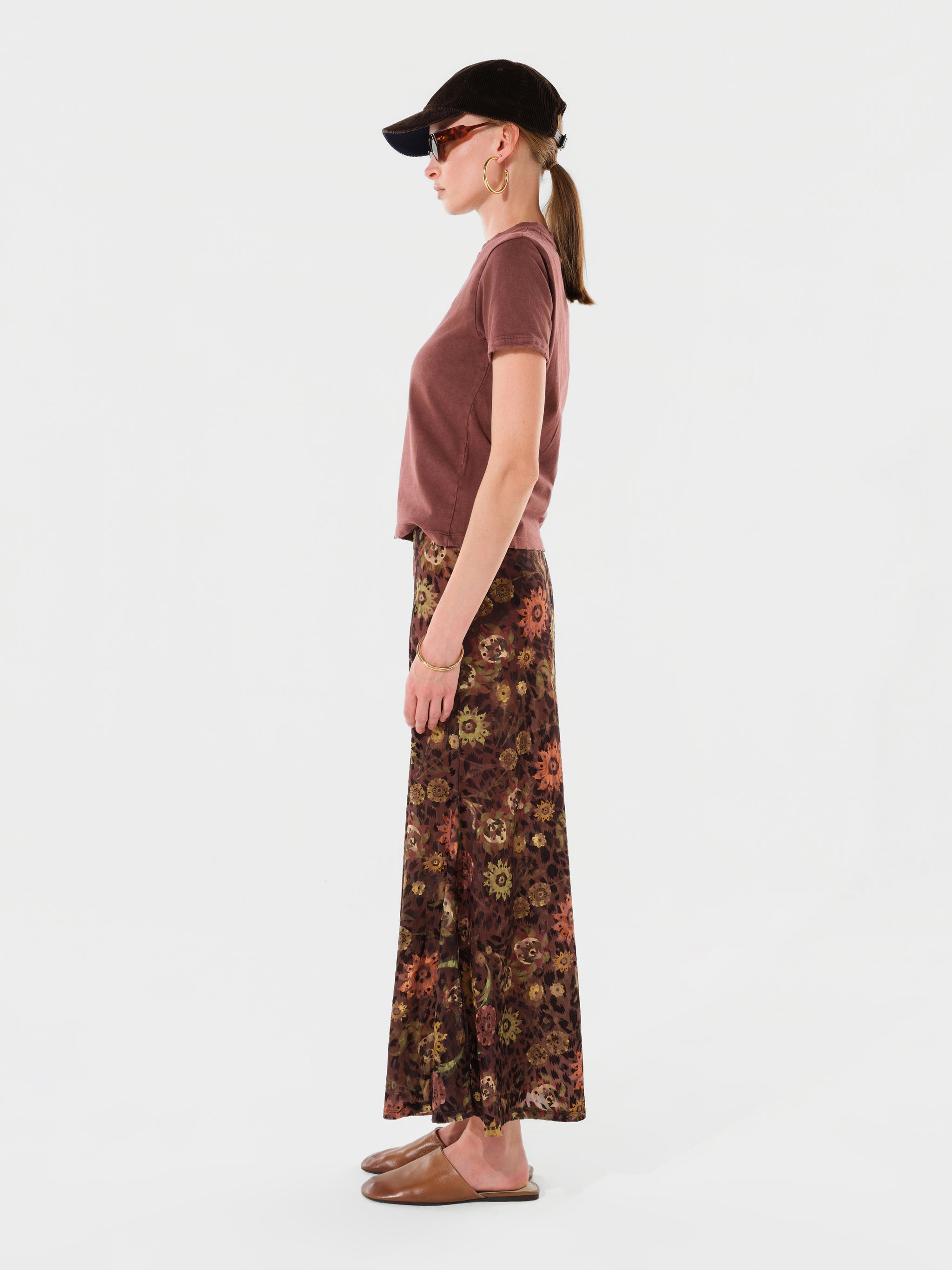 SINY - Floral printed midi skirt
