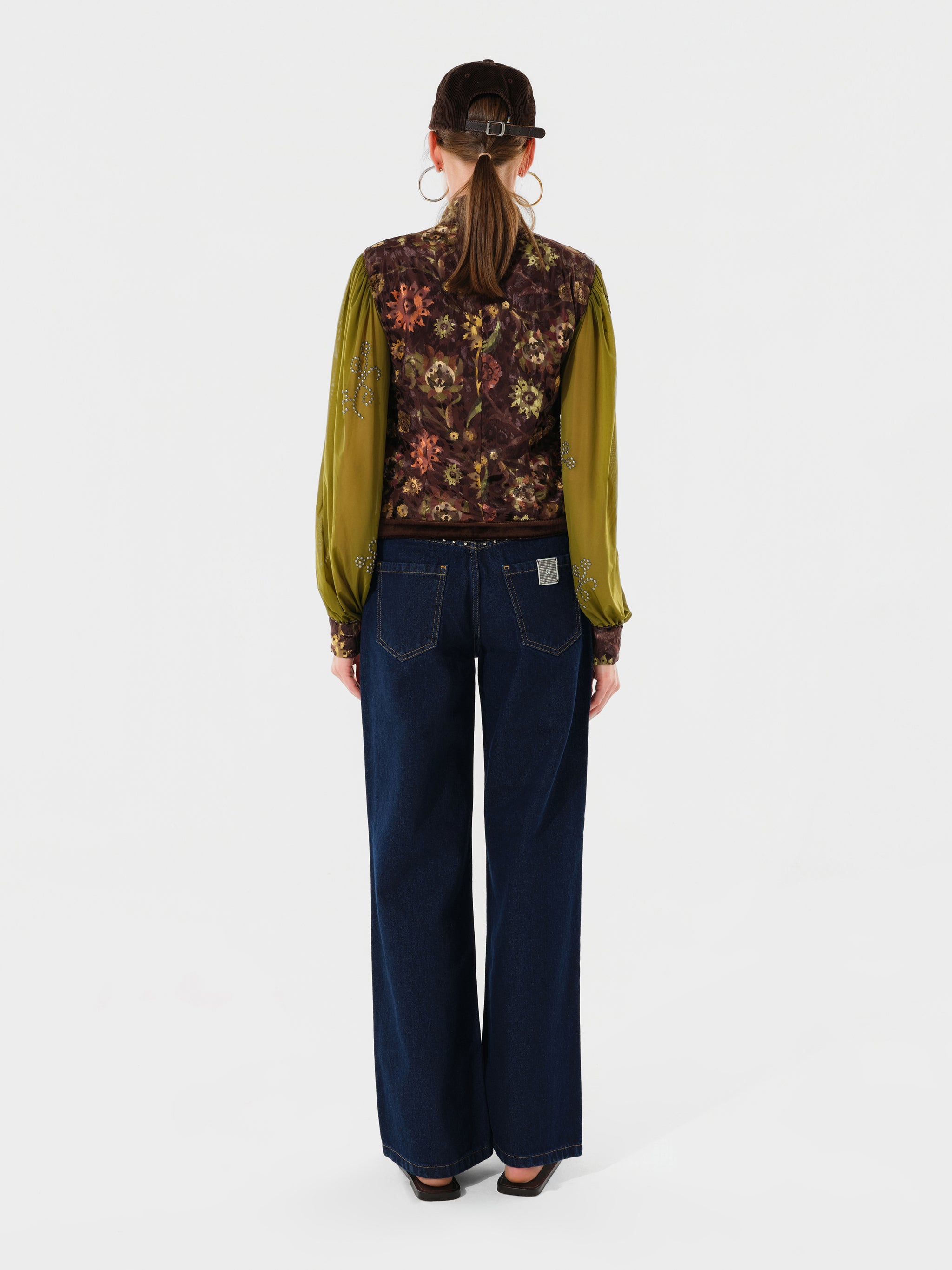 GILLIE - Mixed-fabric floral print shirt top
