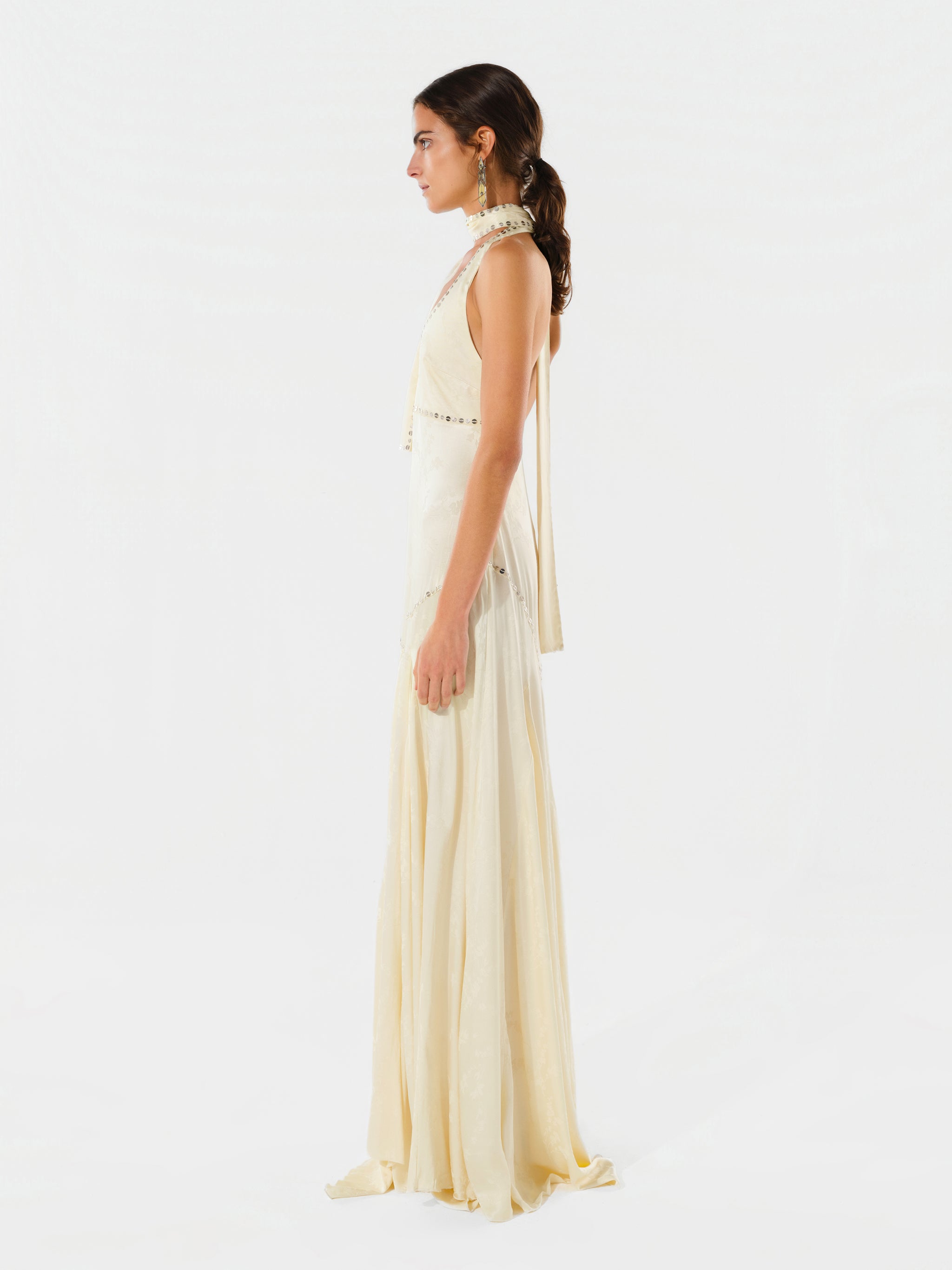 RAYE - Embellished halter maxi dress with neck tie design