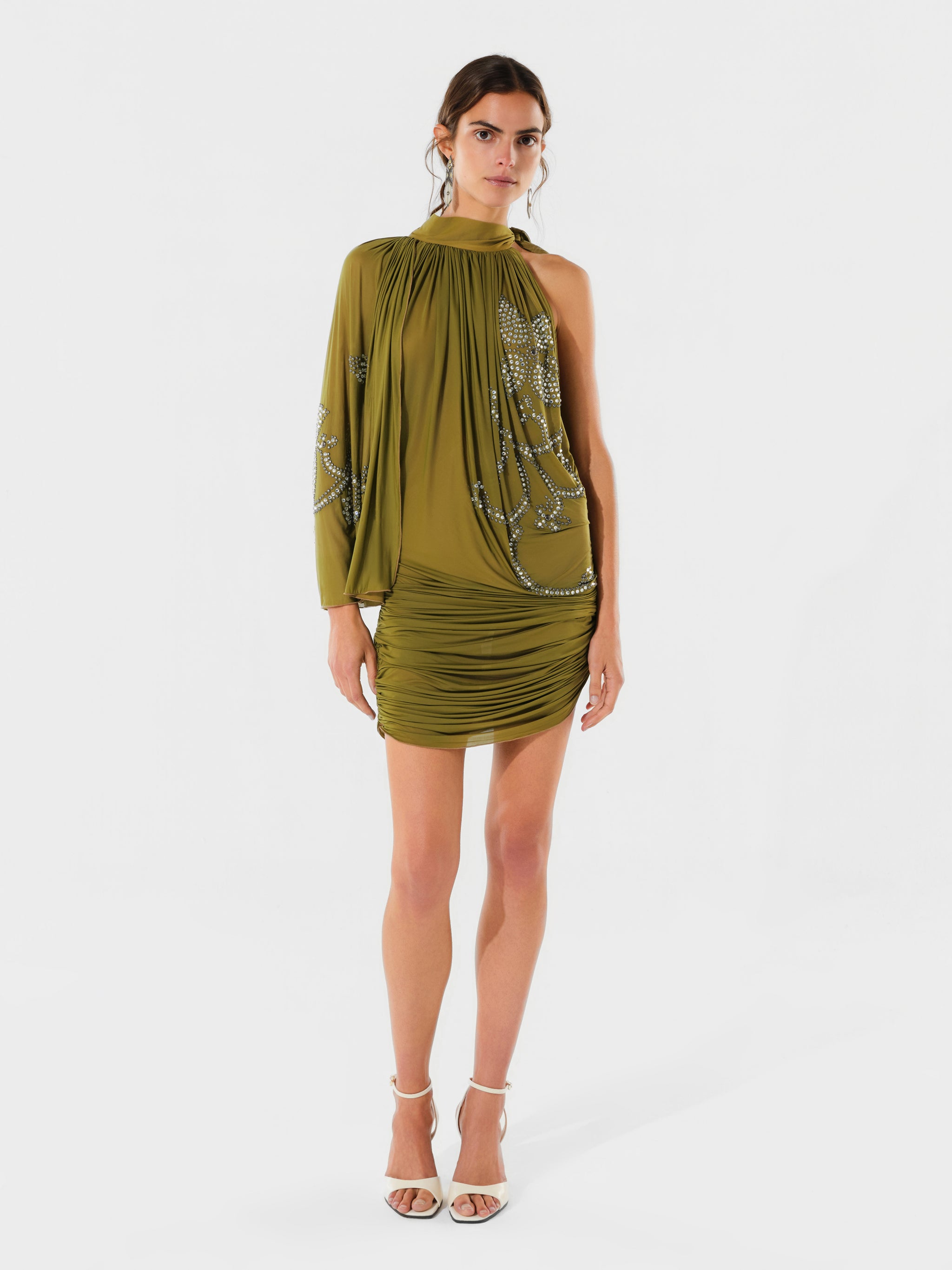 LAREL - Draped crystal embellished mini dress