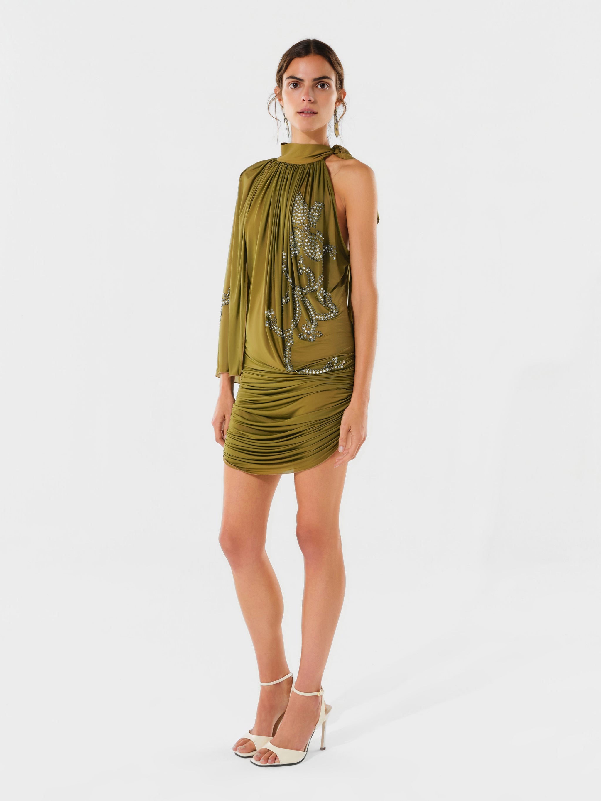 LAREL - Draped crystal embellished mini dress