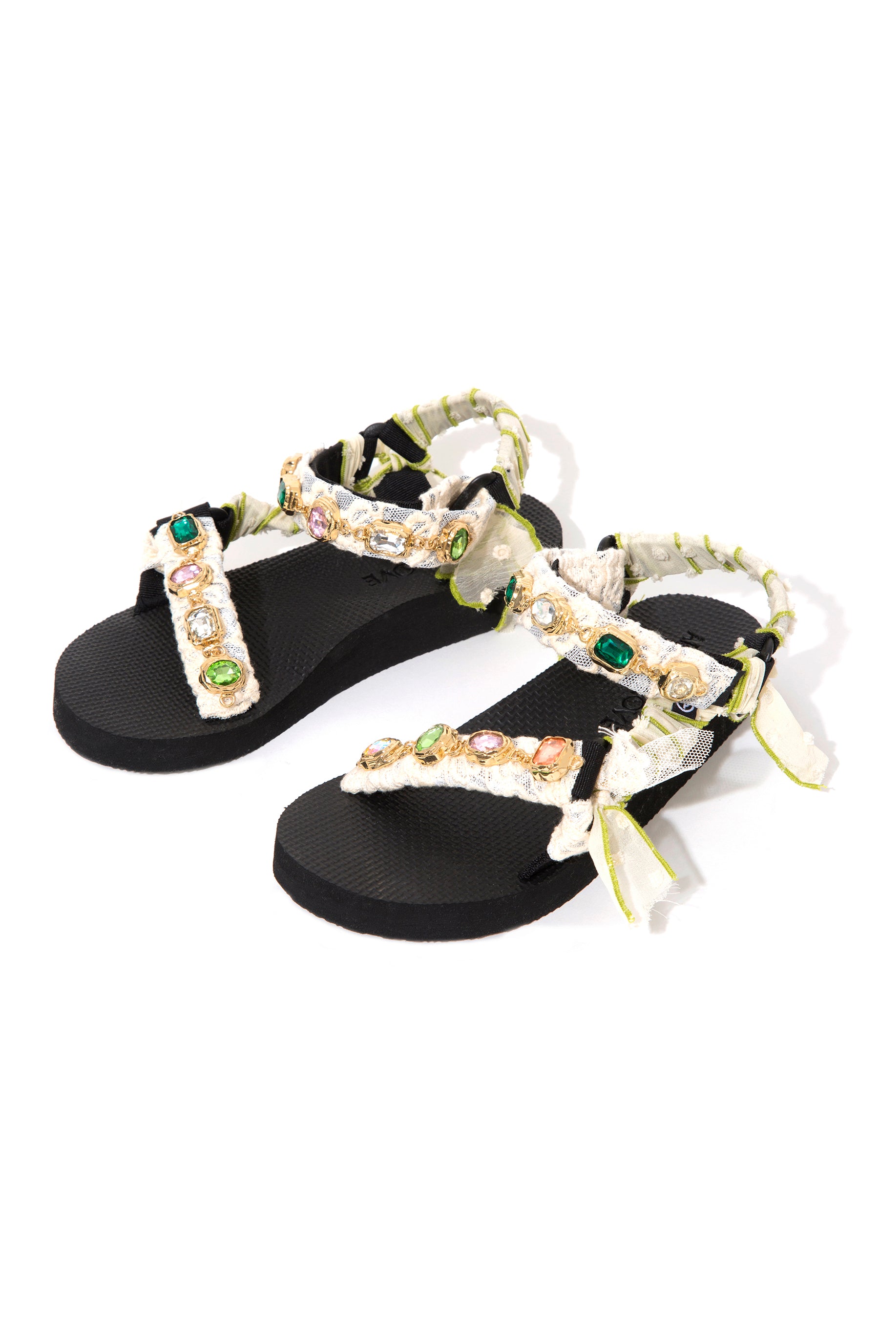 CASSIE - Trekky gem - embellished lace trimmed sandals