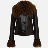RONCH - Shearling-collar leather jacket
