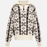 GENEVA - Cashmere-wool blend knit sweater with semi-zipper