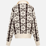 GENEVA - Cashmere-wool blend knit sweater with semi-zipper