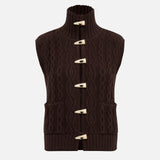 LESNA - High-neck cable knit vest with front pockets