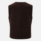 CLARA - Shearling vest with contrast leather trim